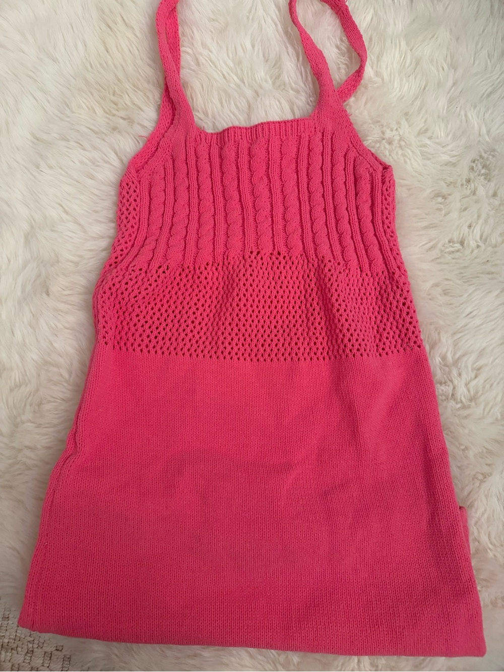 Zara Hot Pink Knit dress with Cable Detail